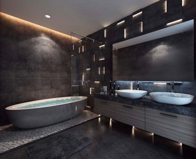 Mẫu phòng tắm với tông màu đen cá tính