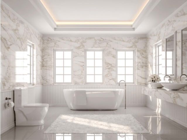 Ốp nền nhà tắm bằng gạch họa tiết cổ điển