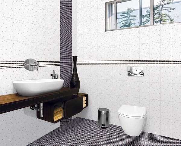 Phòng tắm 1m2 lựa chọn gạch ốp tường và gạch trang trí màu sáng