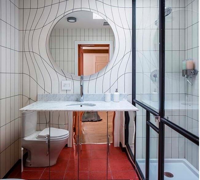 Phòng tắm với hiệu ứng tường 3D